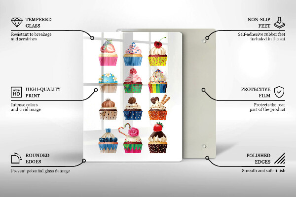 Glass worktop saver Cupcake illustration
