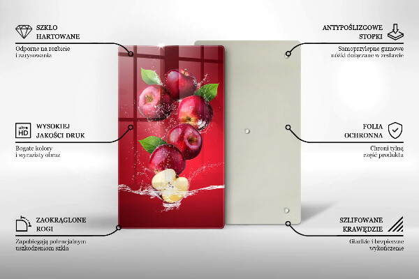 Glass worktop saver Juicy apples in the water