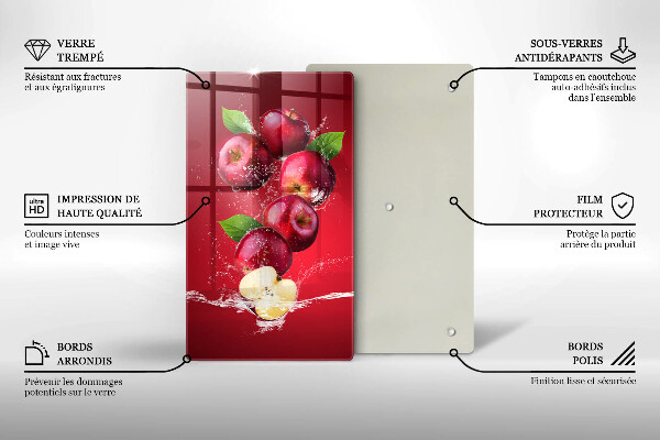 Glass worktop saver Juicy apples in the water