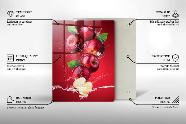 Glass worktop saver Juicy apples in the water