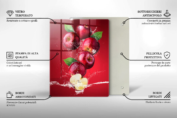 Glass worktop saver Juicy apples in the water