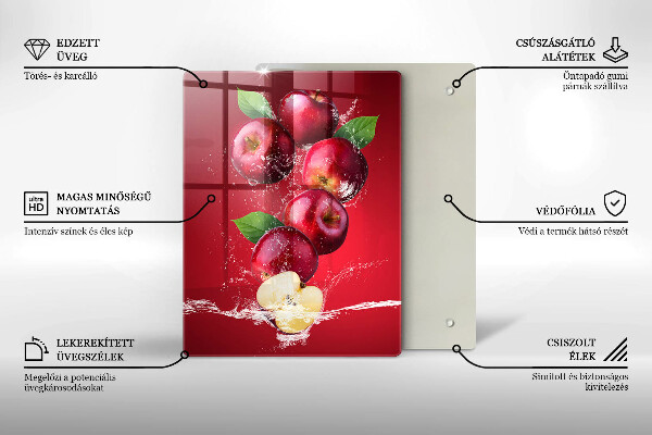 Glass worktop saver Juicy apples in the water