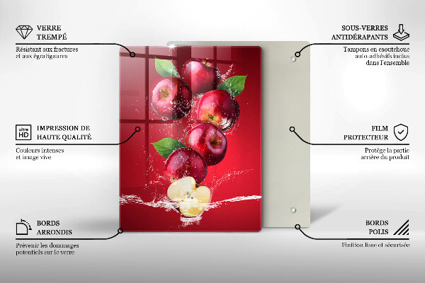 Glass worktop saver Juicy apples in the water