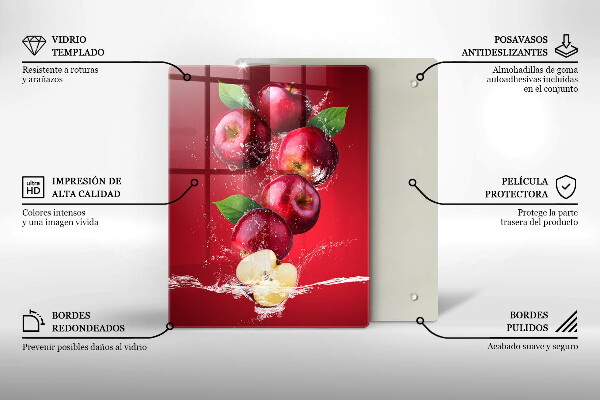 Glass worktop saver Juicy apples in the water