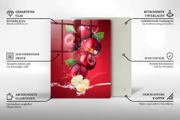Glass worktop saver Juicy apples in the water