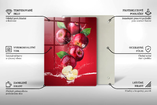 Glass worktop saver Juicy apples in the water