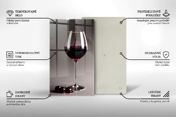 Glass worktop saver Glass and grapes