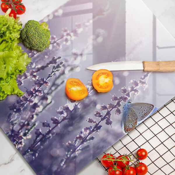 Cutting board Field flowers and butterfly