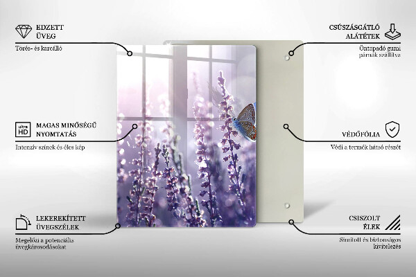 Cutting board Field flowers and butterfly