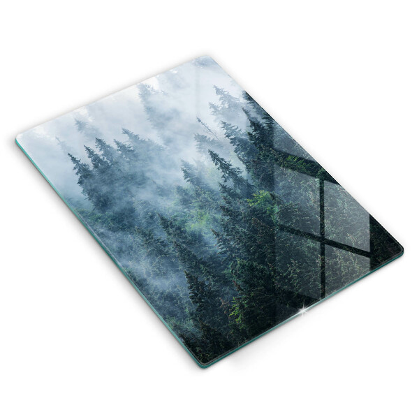 Cutting board Forest of trees and fog
