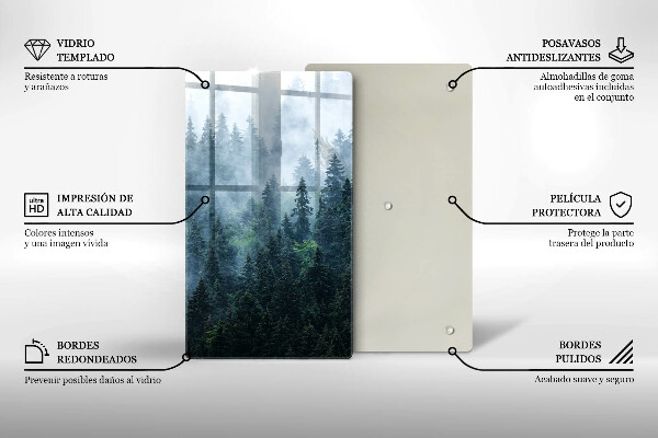 Cutting board Forest of trees and fog