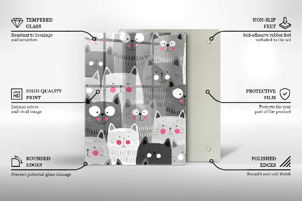 Cutting board Illustration of cats