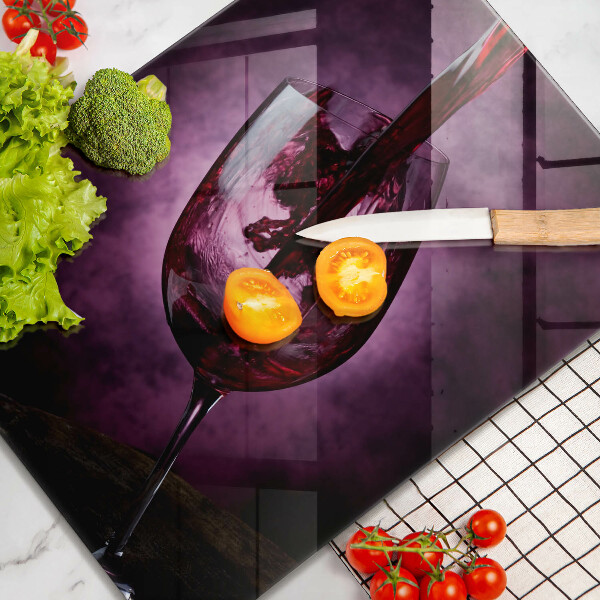Cutting board A glass of wine