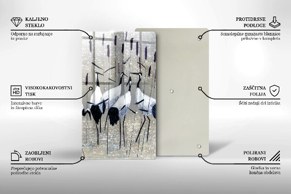 Cutting board Japanese cranes
