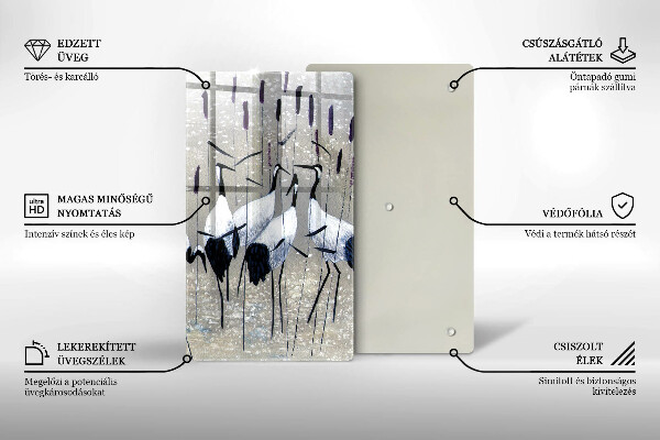 Cutting board Japanese cranes