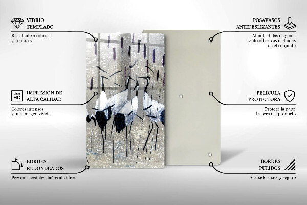 Cutting board Japanese cranes