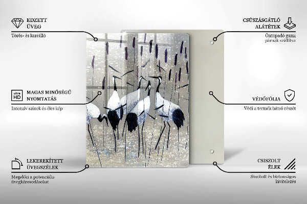 Cutting board Japanese cranes