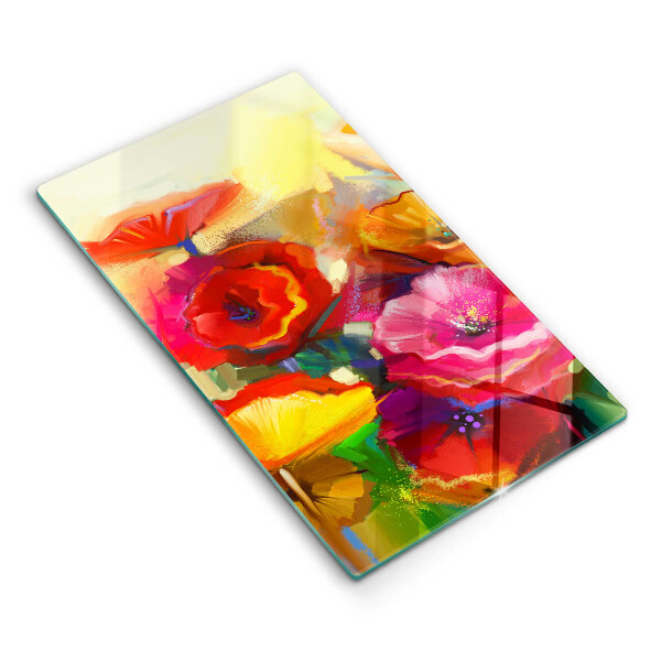 Glass worktop saver Painted colorful flowers