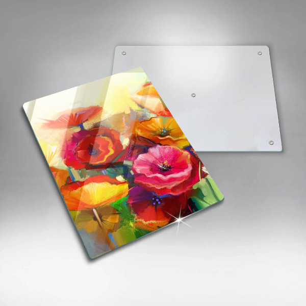 Glass worktop saver Painted colorful flowers