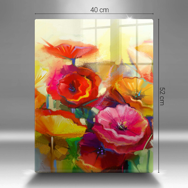 Glass worktop saver Painted colorful flowers