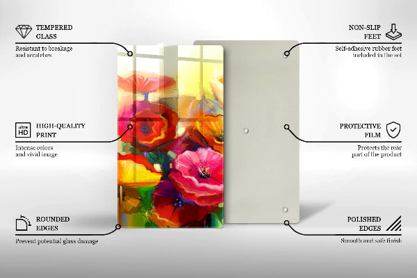 Glass worktop saver Painted colorful flowers