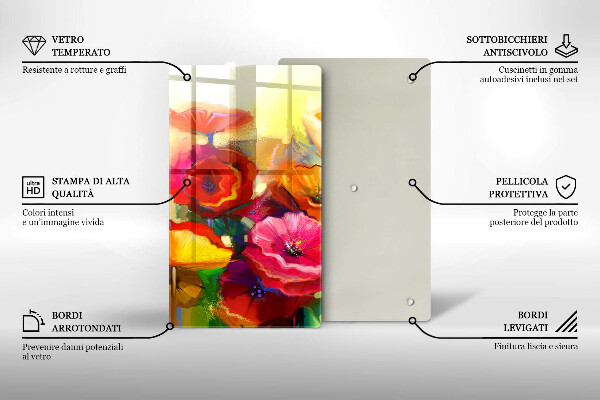 Glass worktop saver Painted colorful flowers