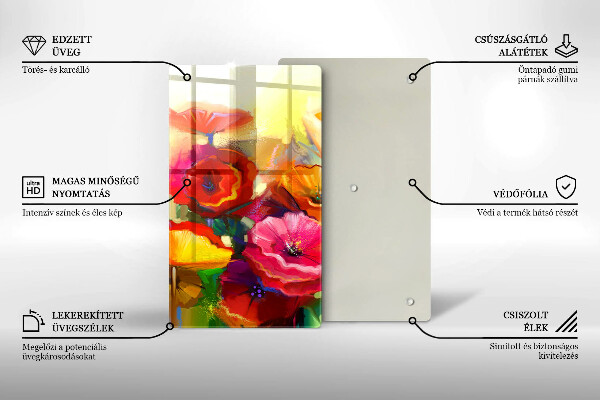 Glass worktop saver Painted colorful flowers