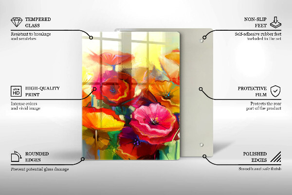 Glass worktop saver Painted colorful flowers