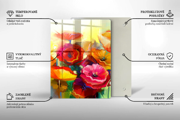 Glass worktop saver Painted colorful flowers