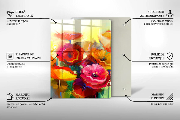 Glass worktop saver Painted colorful flowers