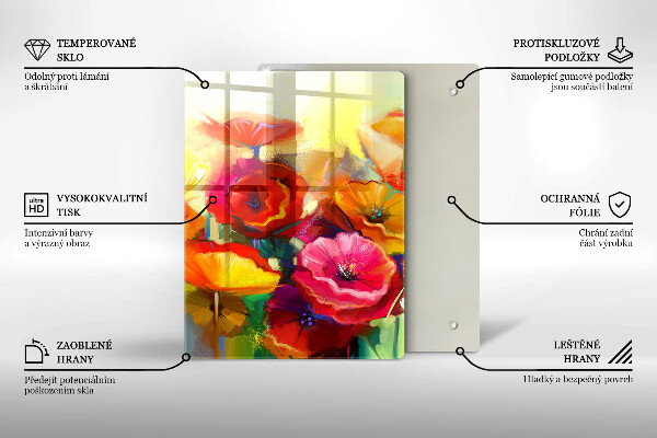 Glass worktop saver Painted colorful flowers