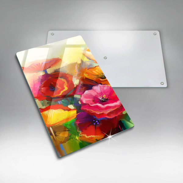 Glass worktop saver Painted colorful flowers