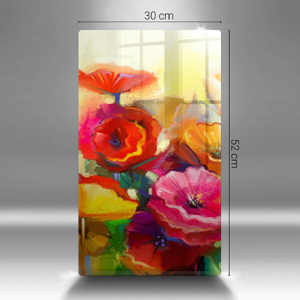 Glass worktop saver Painted colorful flowers