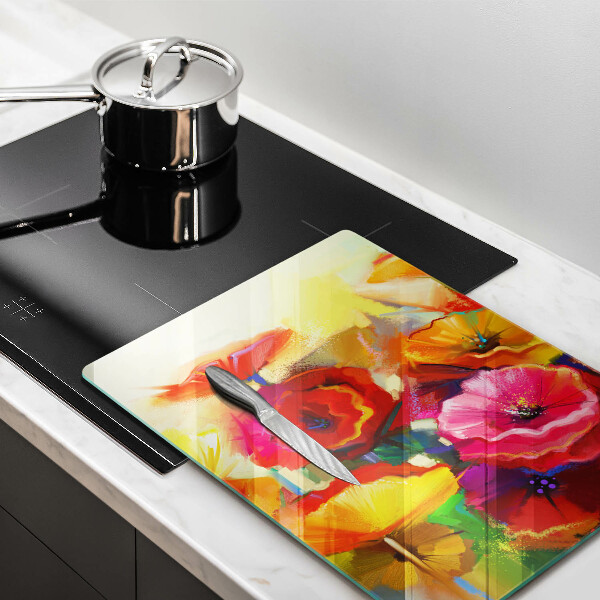 Glass worktop saver Painted colorful flowers