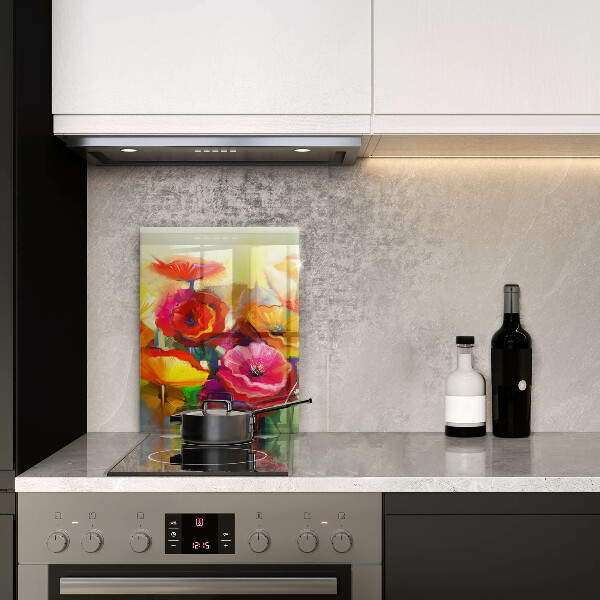 Glass worktop saver Painted colorful flowers