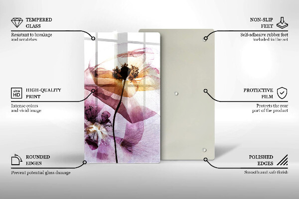 Glass worktop saver Delicate flowers