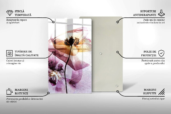 Glass worktop saver Delicate flowers