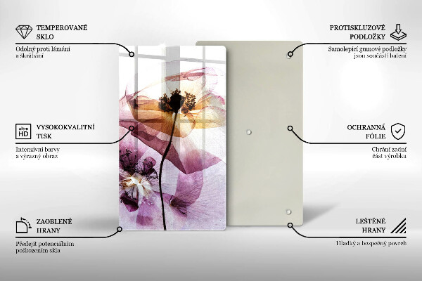 Glass worktop saver Delicate flowers