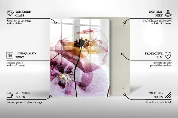 Glass worktop saver Delicate flowers