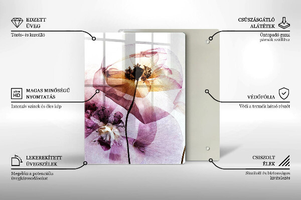 Glass worktop saver Delicate flowers