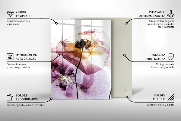 Glass worktop saver Delicate flowers