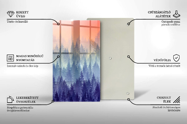 Glass worktop saver Forest at sunset