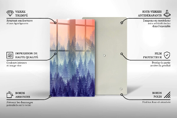 Glass worktop saver Forest at sunset