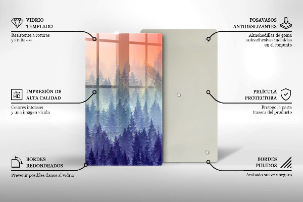 Glass worktop saver Forest at sunset