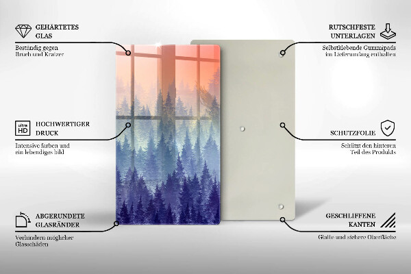 Glass worktop saver Forest at sunset