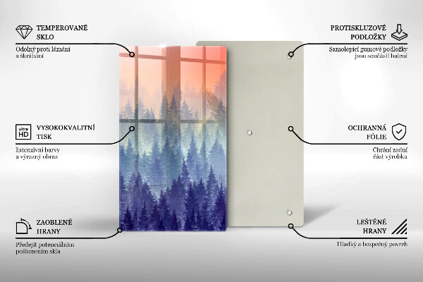 Glass worktop saver Forest at sunset