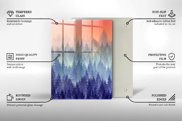 Glass worktop saver Forest at sunset