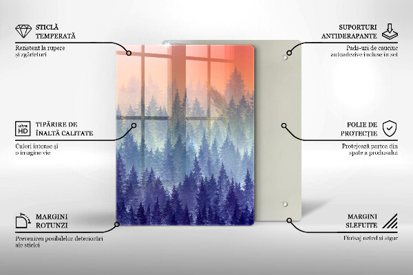 Glass worktop saver Forest at sunset