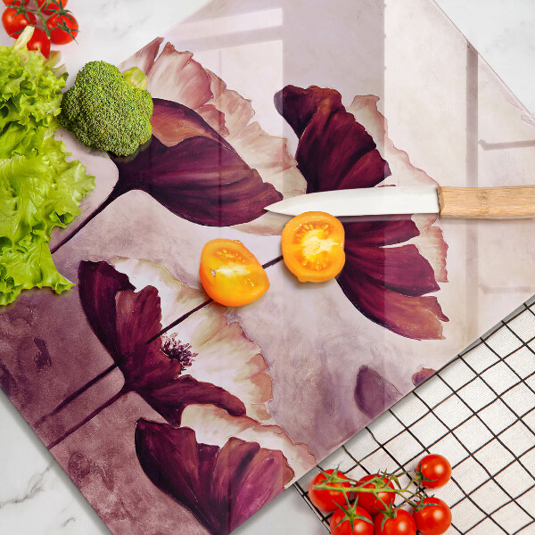 Glass worktop saver Painting flowers