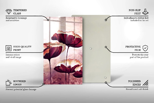 Glass worktop saver Painting flowers